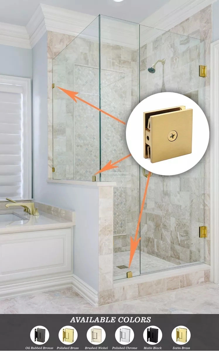 Matt Black Shower Door Hinges Wall to Glass Frameless Glass Hardware Shower Door Pivot Fixing Hinges