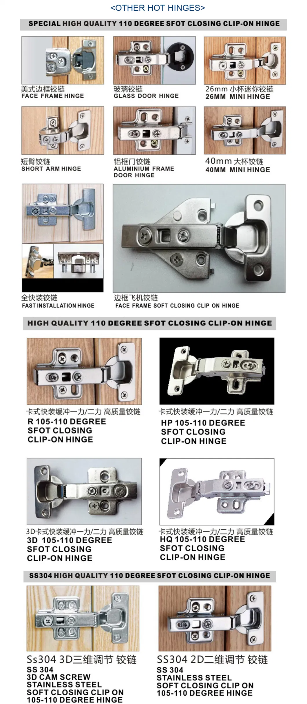 Stainless Steel Cabinet Hinges 1/2 Inch Overlay Self Closing Hinges
