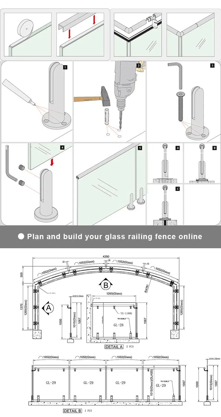 Stylish Stainless Steel Spigot Glass Railing for Modern Home Renovations