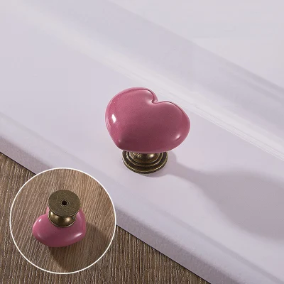 Heart Shape Furniture Hardware Ceramic for Kitchen Cabinets Pull Handle Material Handle Color OEM Customized Handle