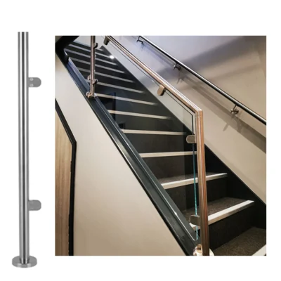 Factory Special Stairs Modern Hardware Balustrade Handrail Post Steel Stair Glass Railing Staircase